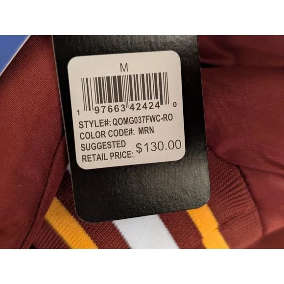 Washington Commanders Bomber Varsity Satin Jacket Mens Medium Full Snap Burgundy - Picture 14 of 16